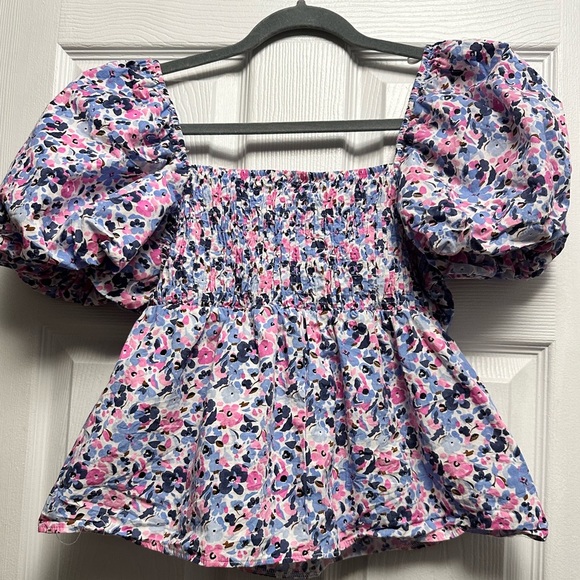 Boutique Floral Puff Sleeve Blouse, Women’s Size 4 - Picture 2 of 7